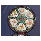 Vintage Daher Decorated Tin Serving Trays Featuring a Colorful Chinoise Inspired Design 16.5'