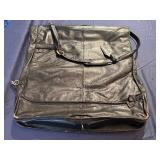 Vintage Black Leather Garment Bag