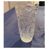 Vintage Crystal Vase, likely Cristal d' Arques France or RCR Italy and Vintage Indiana Hoosier Glasse Vase Clear Hexagon