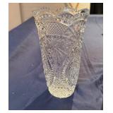 Vintage Crystal Vase, likely Cristal d' Arques France or RCR Italy and Vintage Indiana Hoosier Glasse Vase Clear Hexagon