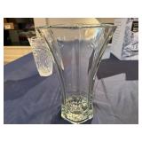 Vintage Crystal Vase, likely Cristal d' Arques France or RCR Italy and Vintage Indiana Hoosier Glasse Vase Clear Hexagon