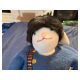 Handmade Plush Bunny with Weighted Bottom and Christmas Design