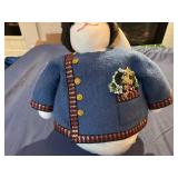 Handmade Plush Bunny with Weighted Bottom and Christmas Design