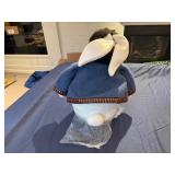 Handmade Plush Bunny with Weighted Bottom and Christmas Design