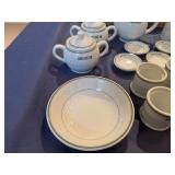 Vintage Ceramic Tea Set with Creamers, Sugar Bowls and Accessories, Presented with Acacia Wood Desert Tray