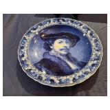 Self-Portrait of Rembrandt - Blue and White Royal Delft Wall Charger 16.5'