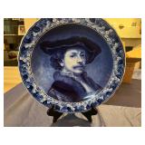 Self-Portrait of Rembrandt - Blue and White Royal Delft Wall Charger 16.5'