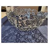 American Metalcraft Ring Design Silver Metal Art Bowl 19' Diameter x 10' Tall