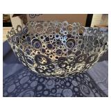 American Metalcraft Ring Design Silver Metal Art Bowl 19' Diameter x 10' Tall
