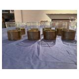 Set of 8 Rock Glasses with Removable Brass Holders (never used)