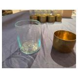 Set of 8 Rock Glasses with Removable Brass Holders (never used)