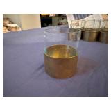 Set of 8 Rock Glasses with Removable Brass Holders (never used)