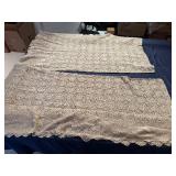Beautiful Vintage Cream and Beige Hand Crotched Tablecloths (Cream - ~60' x 114', Beige - ~ 64' x 124'