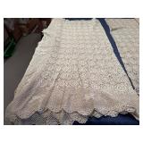 Beautiful Vintage Cream and Beige Hand Crotched Tablecloths (Cream - ~60' x 114', Beige - ~ 64' x 124'