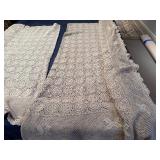 Beautiful Vintage Cream and Beige Hand Crotched Tablecloths (Cream - ~60' x 114', Beige - ~ 64' x 124'
