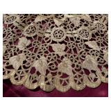 Round Table Covers - Gold Topper with Red and Gold Longer Cover (Fits small round corner table)