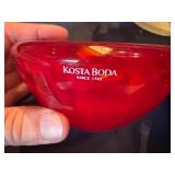 Three Kosta Boda Red, White and Blue Candles and Larger Decorative Candle