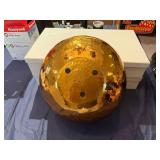 Decorative Hammered Gold Colored Metal Bowl (15.5' Diameter) Includes Two Black Liners