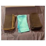 Linen and Silk Napkins - Black with Gold Trim - Qty 8, Blue - Qty 10, Black - Qty 10