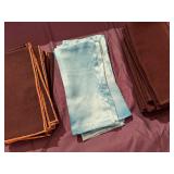 Linen and Silk Napkins - Black with Gold Trim - Qty 8, Blue - Qty 10, Black - Qty 10
