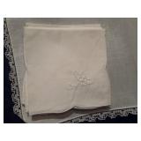 Decorative Vintage Embroidered Napkins: 10 Cream, 12 Large White, 7 Small White