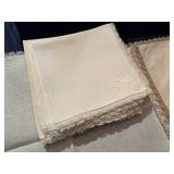 Decorative Vintage Embroidered Napkins: 10 Cream, 12 Large White, 7 Small White