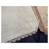 Decorative Vintage Embroidered Napkins: 10 Cream, 12 Large White, 7 Small White