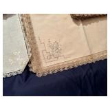 Decorative Vintage Embroidered Napkins: 10 Cream, 12 Large White, 7 Small White