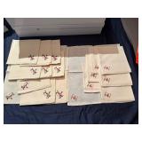 Vintage Embroidered Napkin Sets: Cream Colored Set of 8 and Set of 10