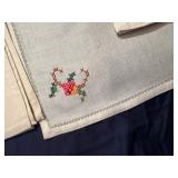 Vintage Embroidered Napkin Sets: Cream Colored Set of 8 and Set of 10