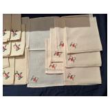 Vintage Embroidered Napkin Sets: Cream Colored Set of 8 and Set of 10