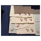 Vintage Embroidered Napkin Sets: Cream Colored Set of 8 and Set of 10