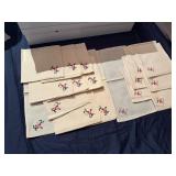 Vintage Embroidered Napkin Sets: Cream Colored Set of 8 and Set of 10
