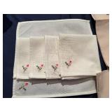 Vintage Embroidered Napkins - Cream Colored Set of 12, White Set of 5