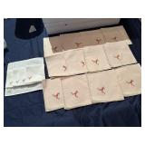 Vintage Embroidered Napkins - Cream Colored Set of 12, White Set of 5