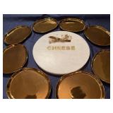 Marble Cheese Board, 8 Gold Colored Small Platters, Two Matching Gold Rimmed Serving Bowls) Never Used