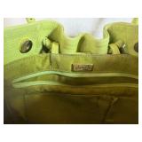 Vintage Ashneil Handbag in Chartreuse Pebbled Leather and Vintage Green/Black Snakeskin Clutch/Purse both in Very Good Condition