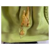 Vintage Ashneil Handbag in Chartreuse Pebbled Leather and Vintage Green/Black Snakeskin Clutch/Purse both in Very Good Condition