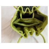 Vintage Ashneil Handbag in Chartreuse Pebbled Leather and Vintage Green/Black Snakeskin Clutch/Purse both in Very Good Condition