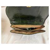 Vintage Ashneil Handbag in Chartreuse Pebbled Leather and Vintage Green/Black Snakeskin Clutch/Purse both in Very Good Condition