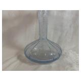 Murano Clear Glass Blue Speckled Ruffle Vase 12' Tall, 7' Base, 9 1/2' Ruffled Top