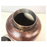 Vintage Japanese Metal Jar Decorative Featuring Animals/People