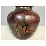 Vintage Japanese Metal Jar Decorative Featuring Animals/People