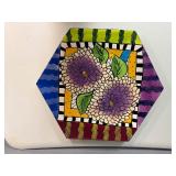 Studio Design Works Hexagonal Hand-Painted Decorative Plate or Platter. 18.5'