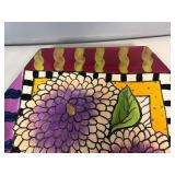 Studio Design Works Hexagonal Hand-Painted Decorative Plate or Platter. 18.5'