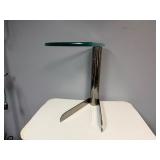 Vintage Mid Century Modern Polished Steel and Glass Table 18' x 11 1/4' x 20'
