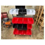 Akro Bin Stand with 17 Various Sized Akro Bins
