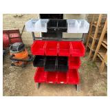 Akro Bin Stand with 17 Various Sized Akro Bins