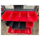 Akro Bin Stand with 17 Various Sized Akro Bins