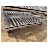 Large Aluminum Rolling Cart. Four Tilted Shelves. Two Bottom Flat Shelves, Side Storage Compartment